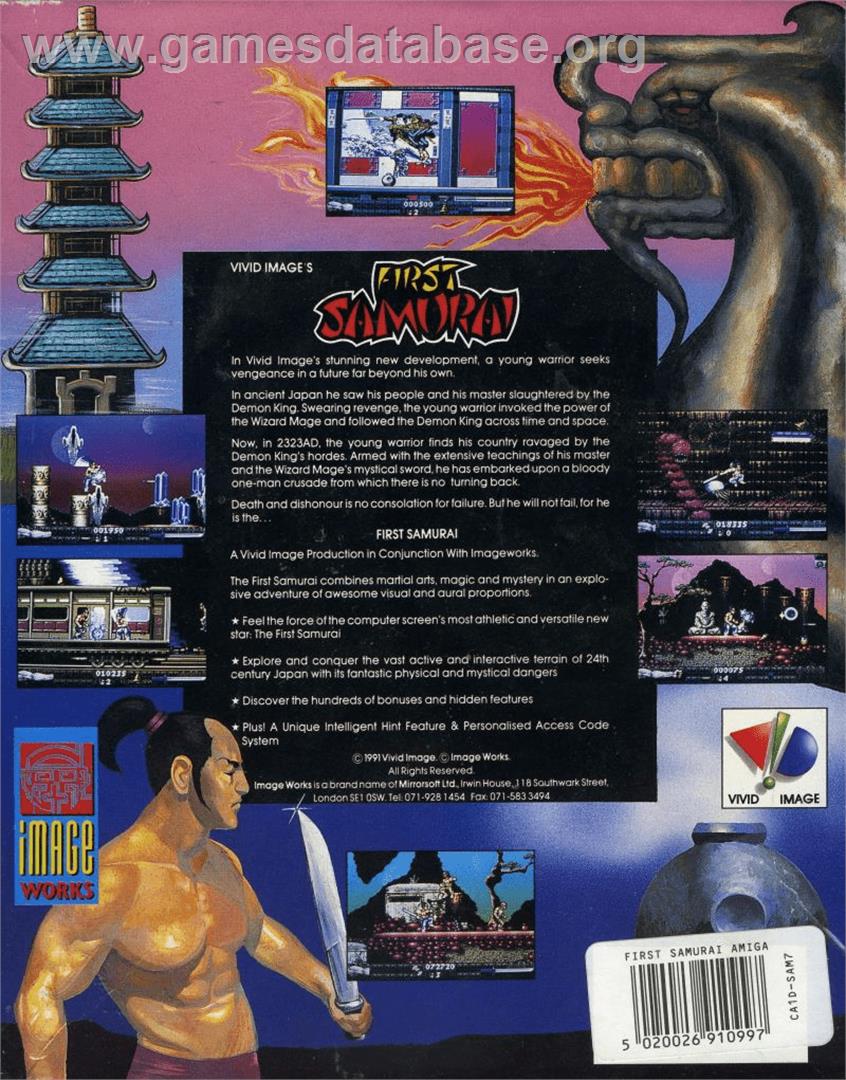 First Samurai - Commodore Amiga - Artwork - Box Back
