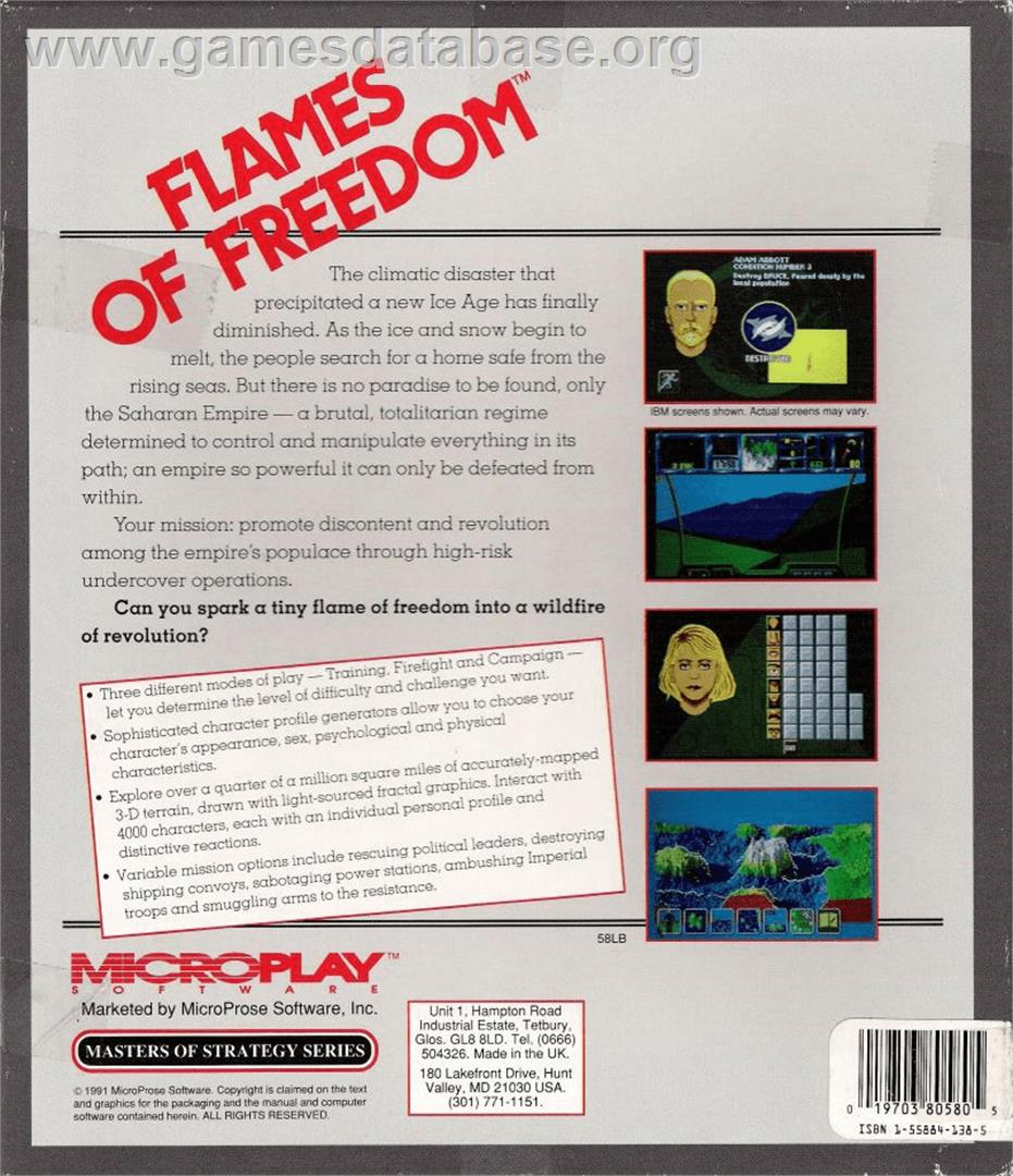 Flames of Freedom - Commodore Amiga - Artwork - Box Back
