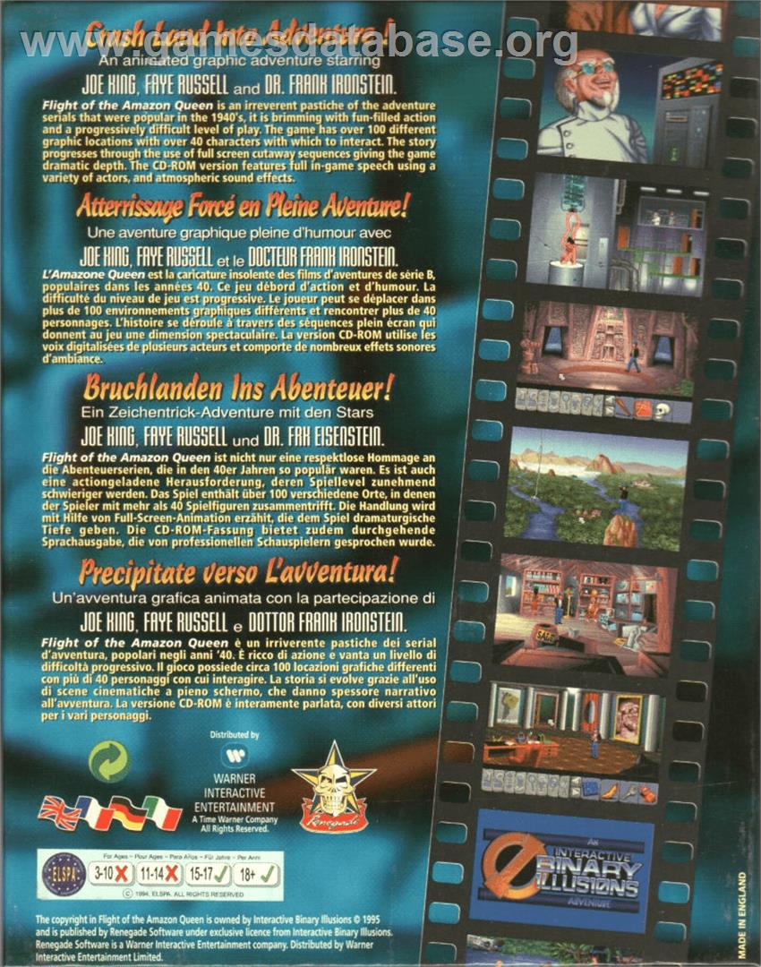 Flight Of The Amazon Queen - Commodore Amiga - Artwork - Box Back