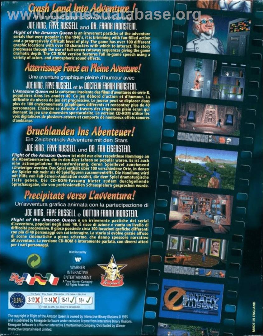 Flight of the Amazon Queen - Commodore Amiga - Artwork - Box Back
