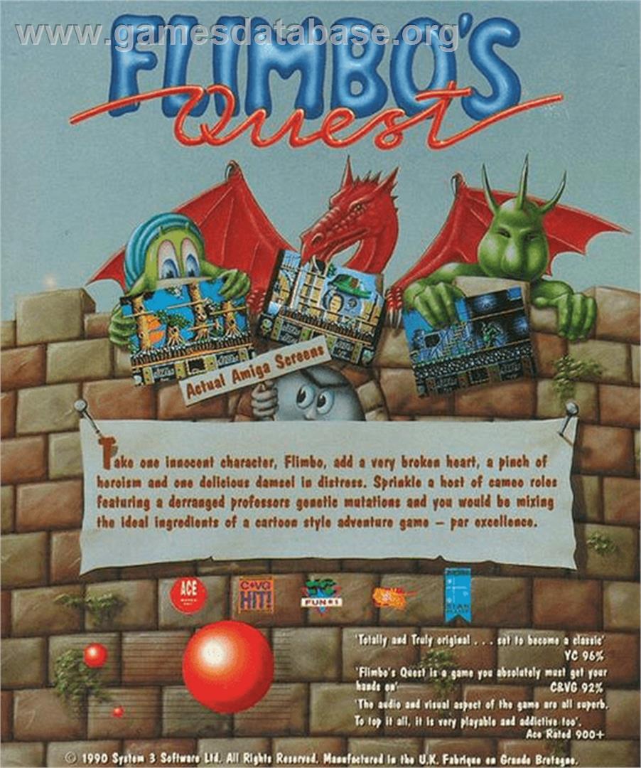 Flimbo's Quest - Commodore Amiga - Artwork - Box Back