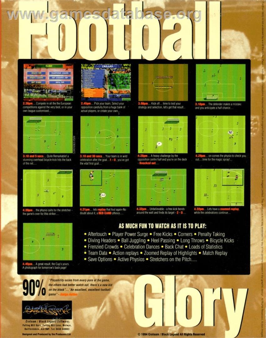 Football Glory - Commodore Amiga - Artwork - Box Back