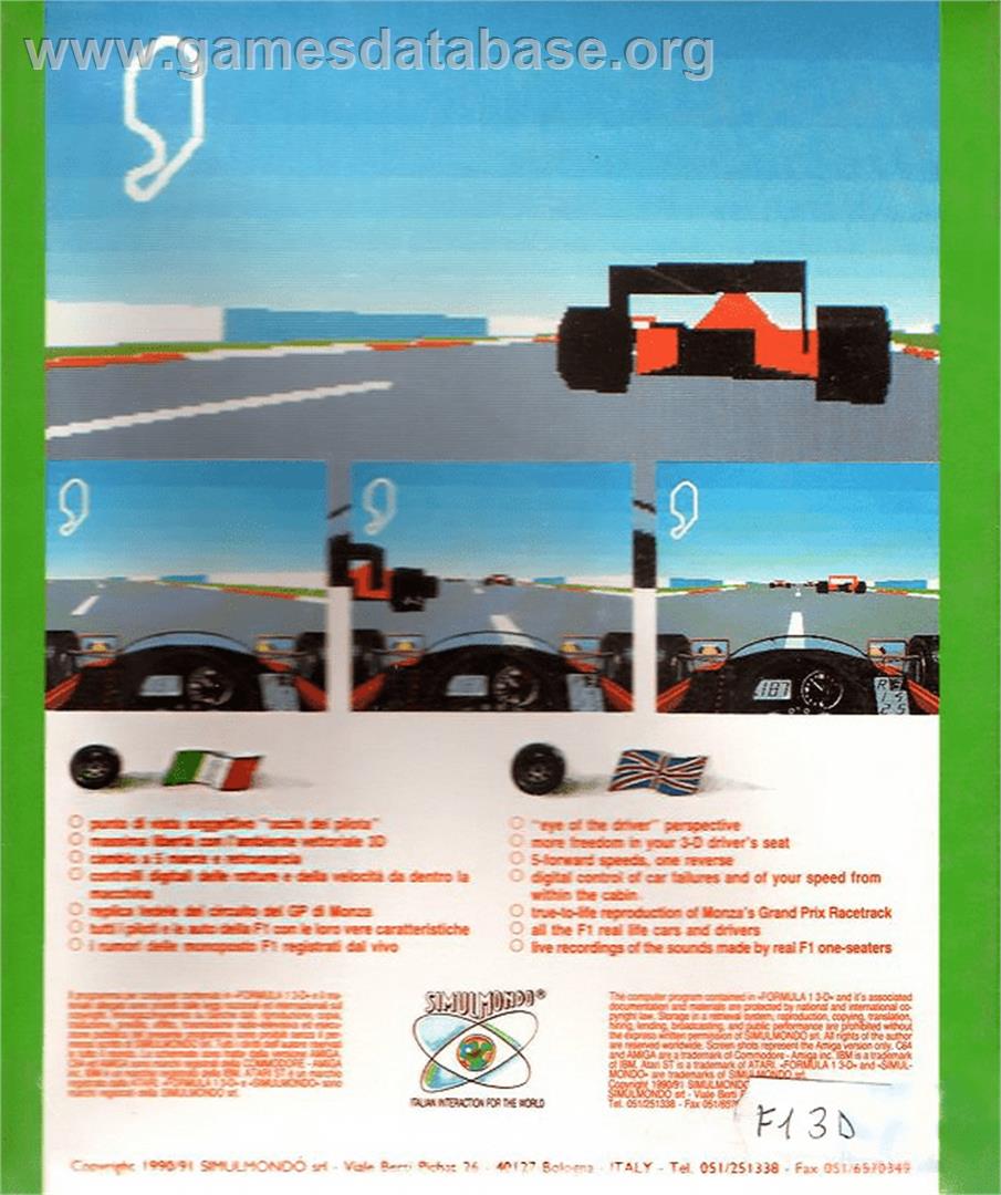 Formula 1 3d - Commodore Amiga - Artwork - Box Back