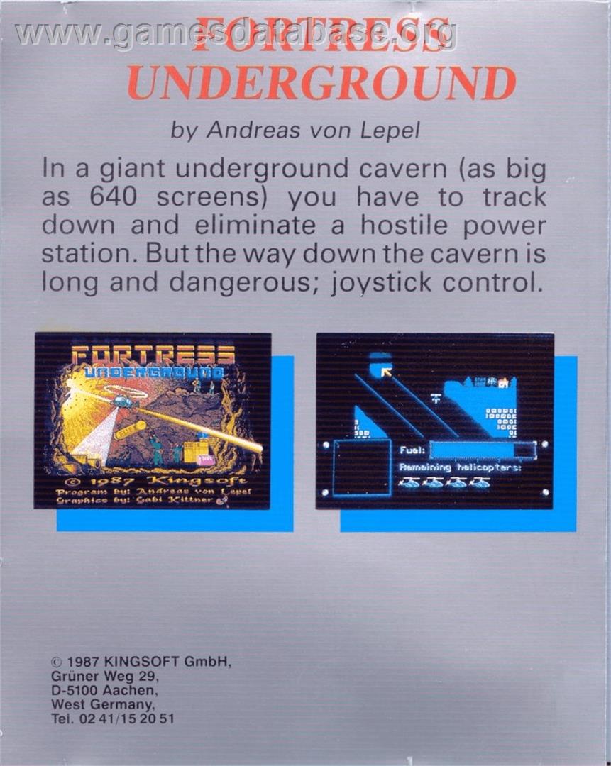 Fortress Underground - Commodore Amiga - Artwork - Box Back
