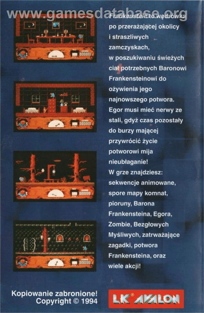 Frankenstein - Commodore Amiga - Artwork - Box Back