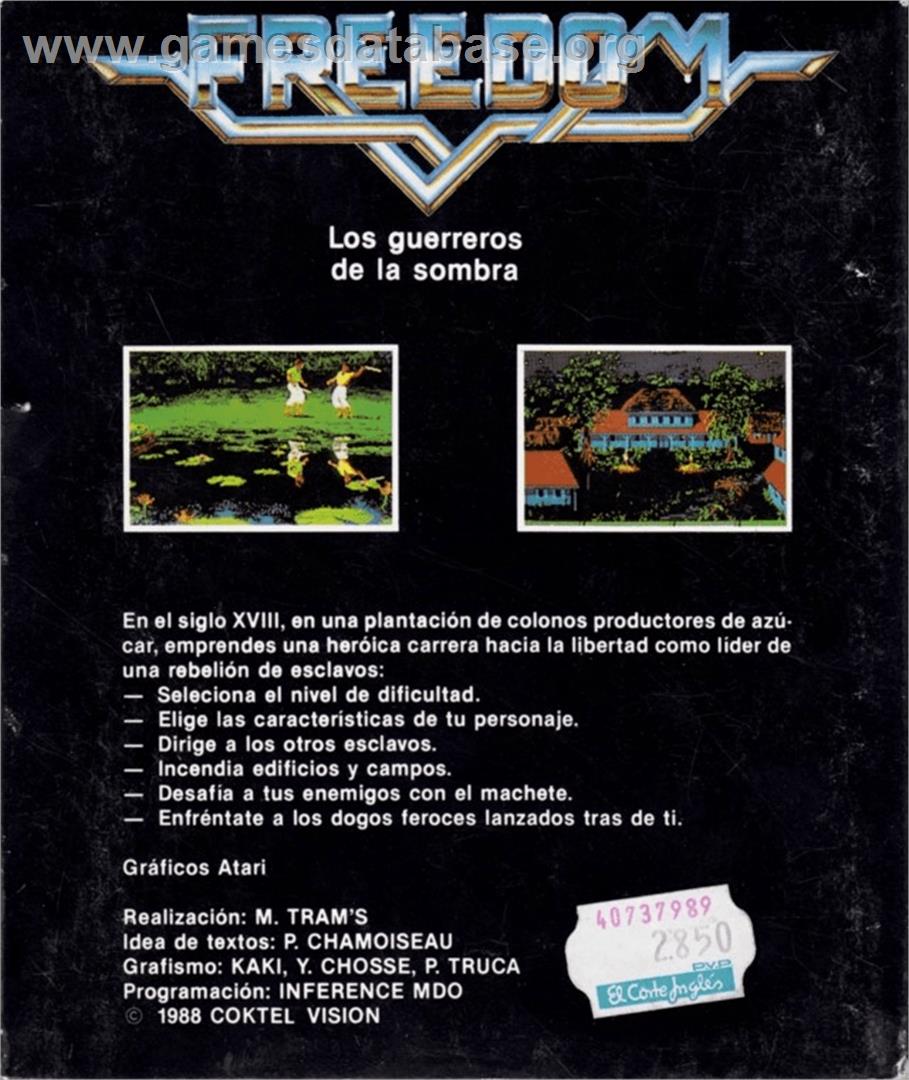 Freedom: Rebels in the Darkness - Commodore Amiga - Artwork - Box Back