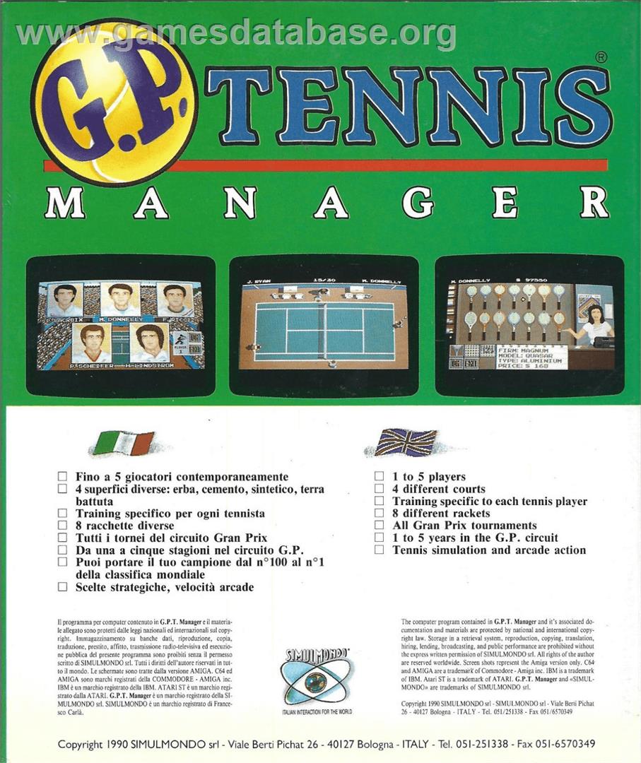 G.P. Tennis Manager - Commodore Amiga - Artwork - Box Back