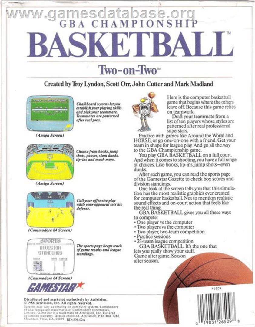 GBA Championship Basketball: Two-on-Two - Commodore Amiga - Artwork - Box Back