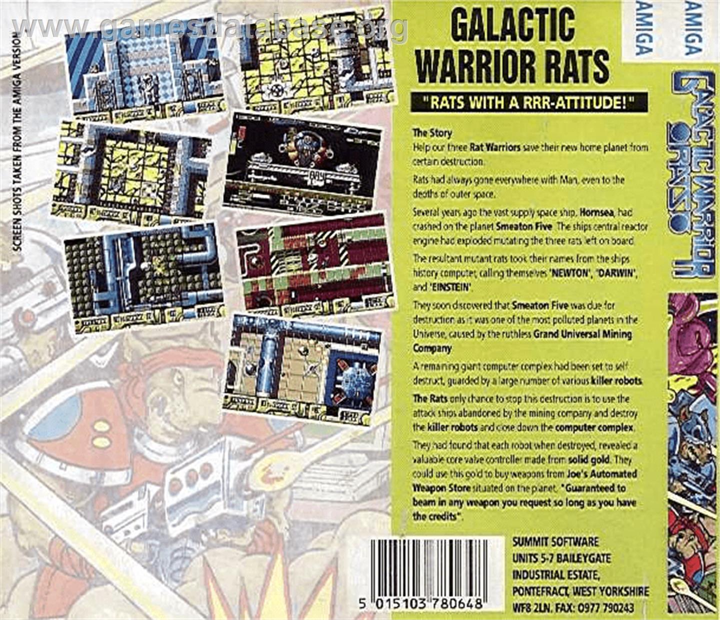 Galactic Warrior Rats - Commodore Amiga - Artwork - Box Back