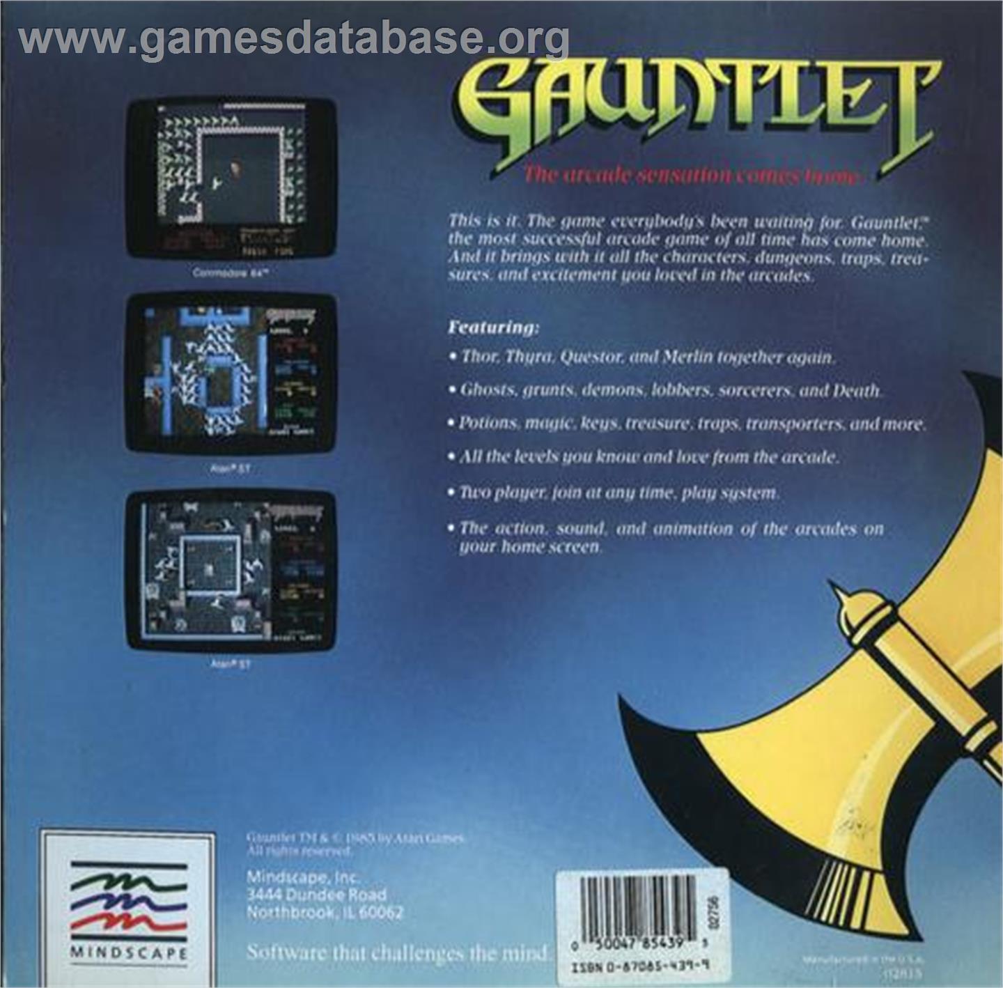 Gauntlet - Commodore Amiga - Artwork - Box Back