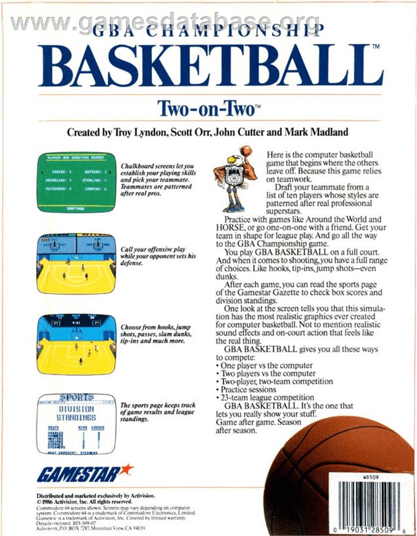 Gba Championship Basketball - Two-on-two - Commodore Amiga - Artwork - Box Back