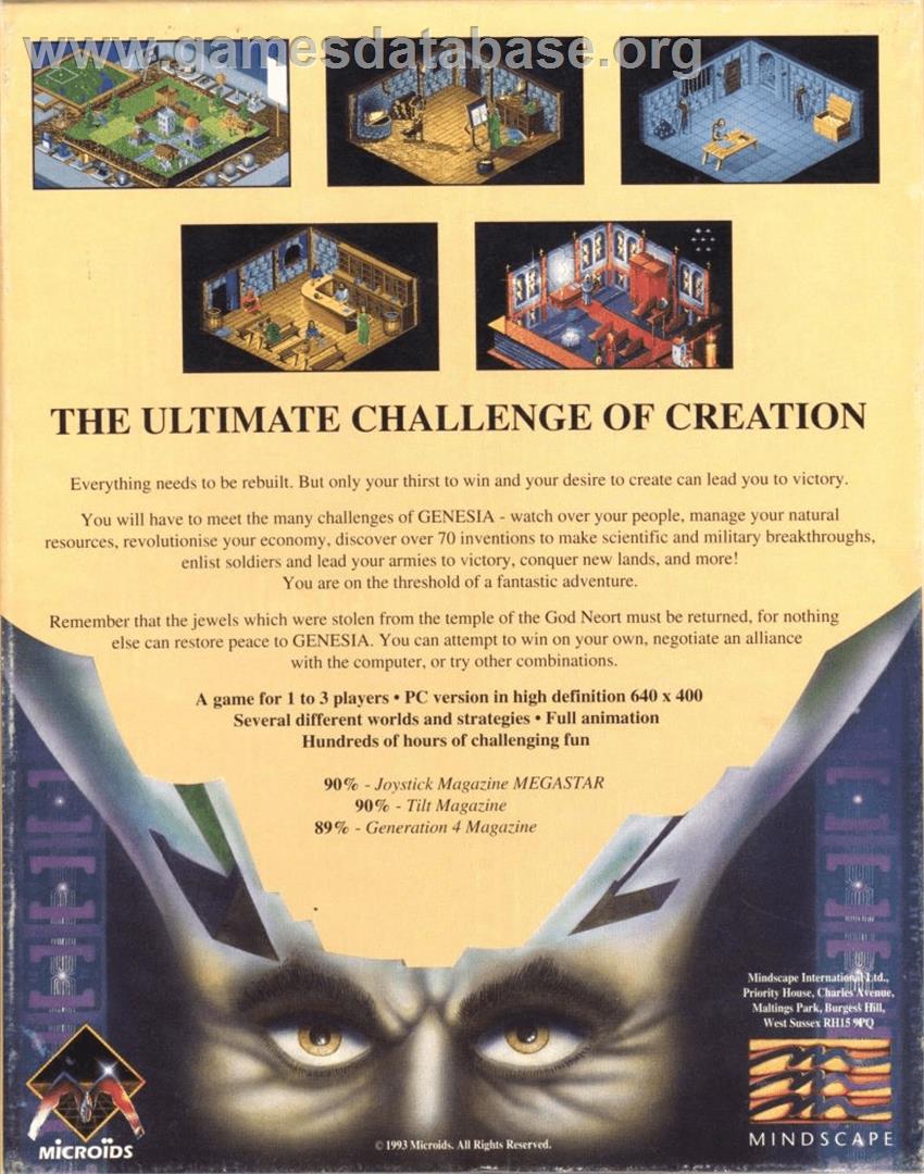 Genesia - Commodore Amiga - Artwork - Box Back