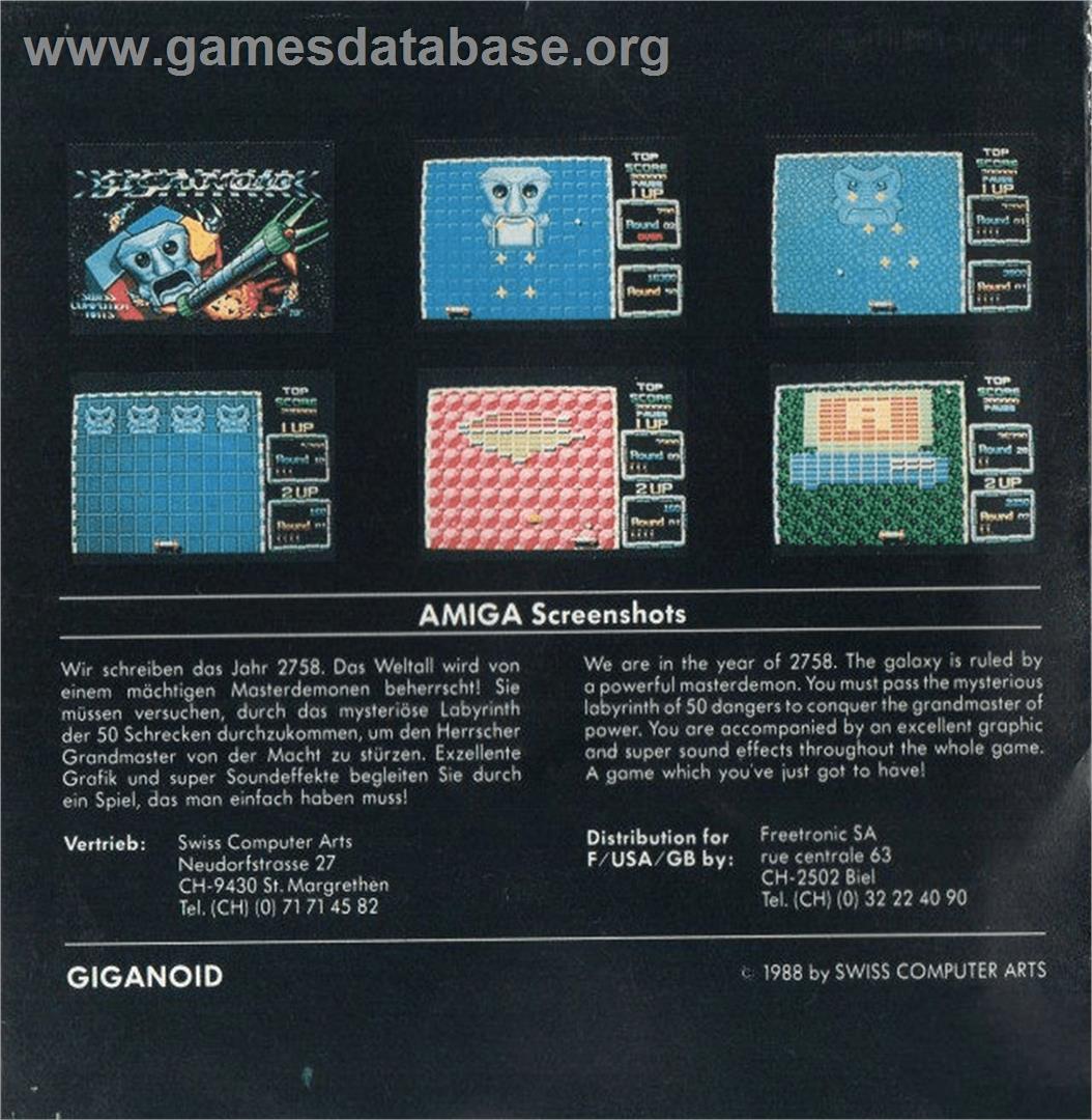 Giganoid - Commodore Amiga - Artwork - Box Back