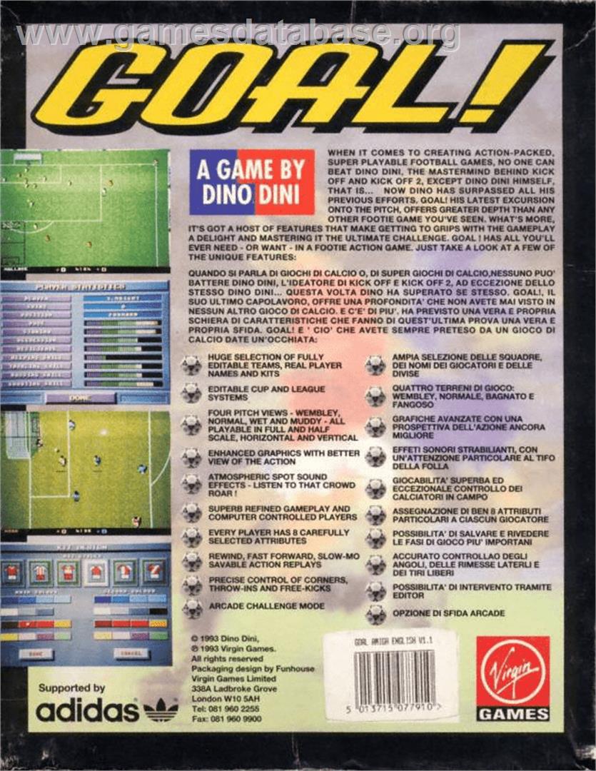 Goal - Commodore Amiga - Artwork - Box Back
