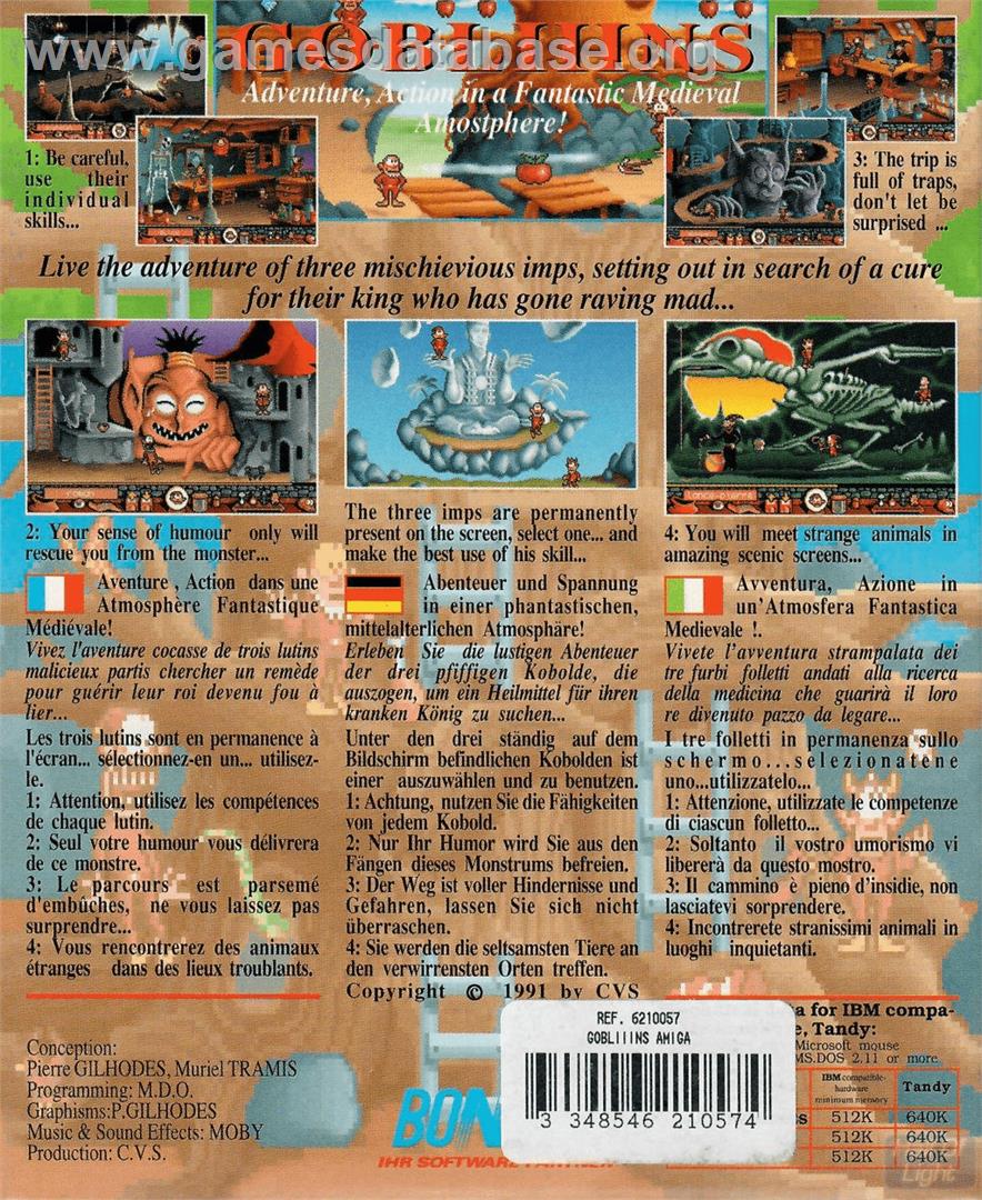 Gobliiins - Commodore Amiga - Artwork - Box Back