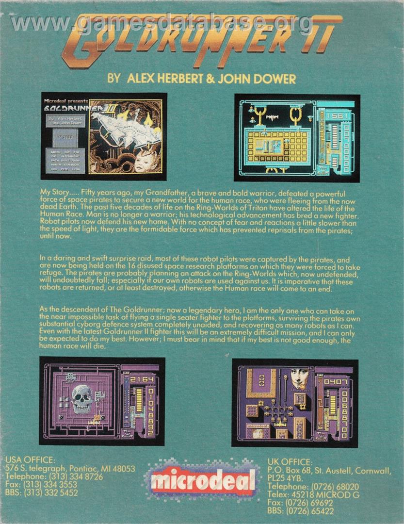 Goldrunner 2 - Commodore Amiga - Artwork - Box Back