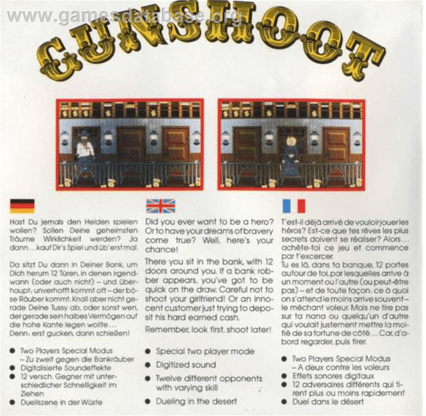 Gunshoot - Commodore Amiga - Artwork - Box Back