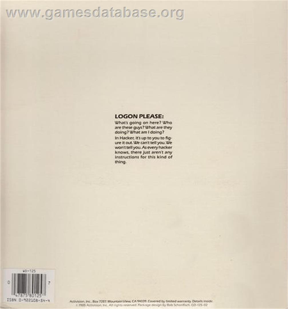 Hacker - Commodore Amiga - Artwork - Box Back