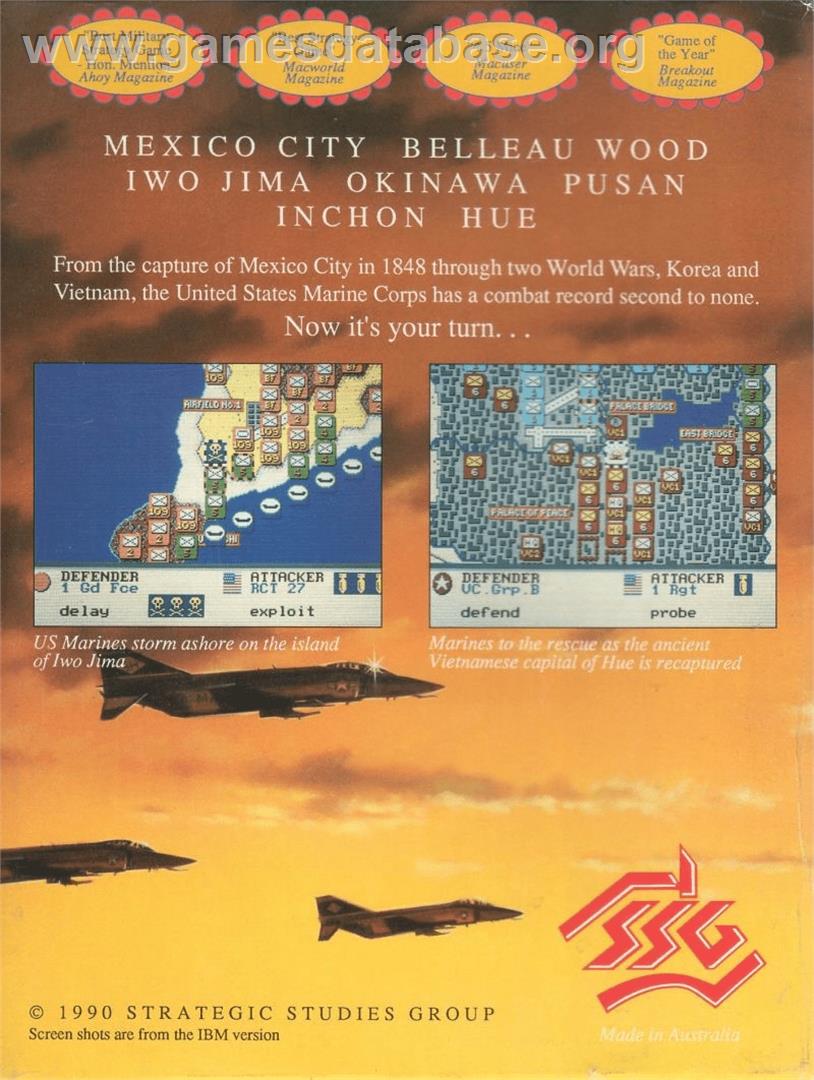 Halls of Montezuma: A Battle History of the United States Marine Corps - Commodore Amiga - Artwork - Box Back
