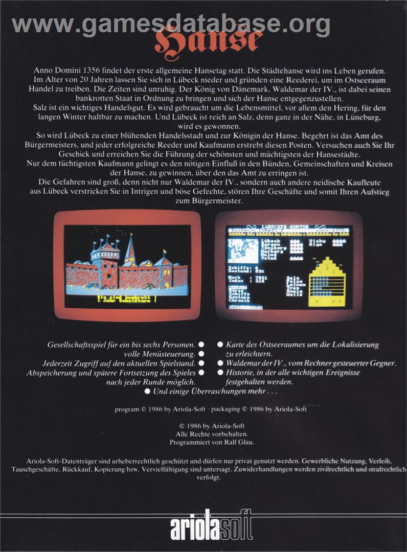 Hanse - Commodore Amiga - Artwork - Box Back