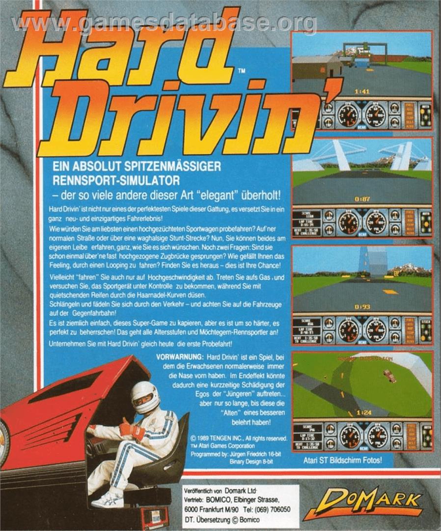 Hard Drivin' - Commodore Amiga - Artwork - Box Back