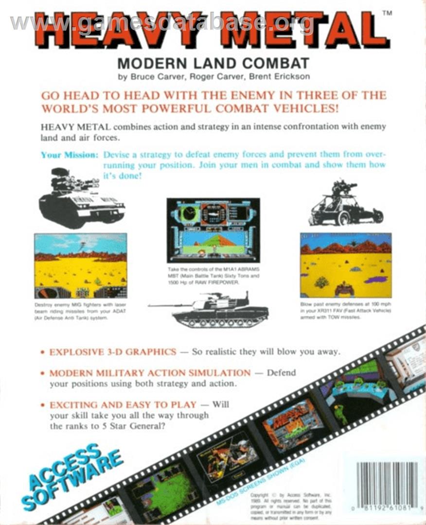 Heavy Metal - Commodore Amiga - Artwork - Box Back