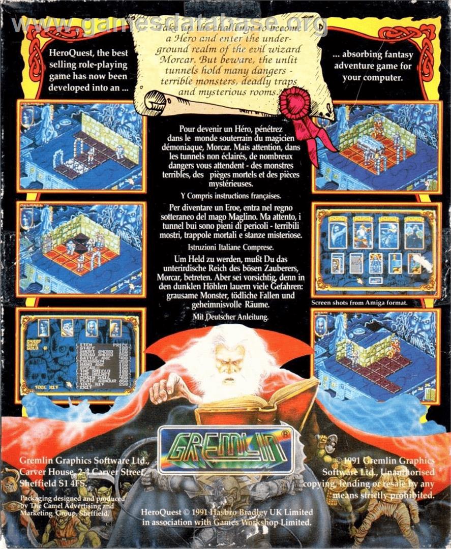 HeroQuest - Commodore Amiga - Artwork - Box Back