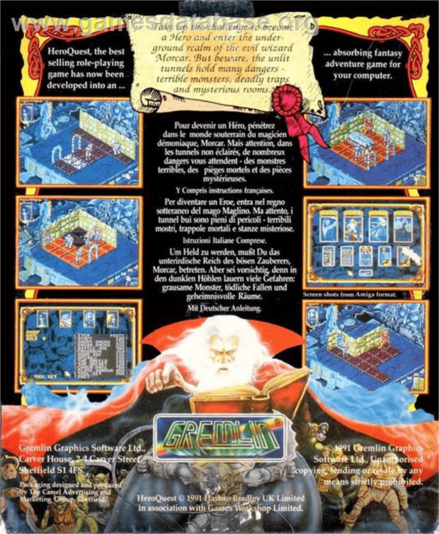 Hero Quest: Return of the Witch Lord - Commodore Amiga - Artwork - Box Back