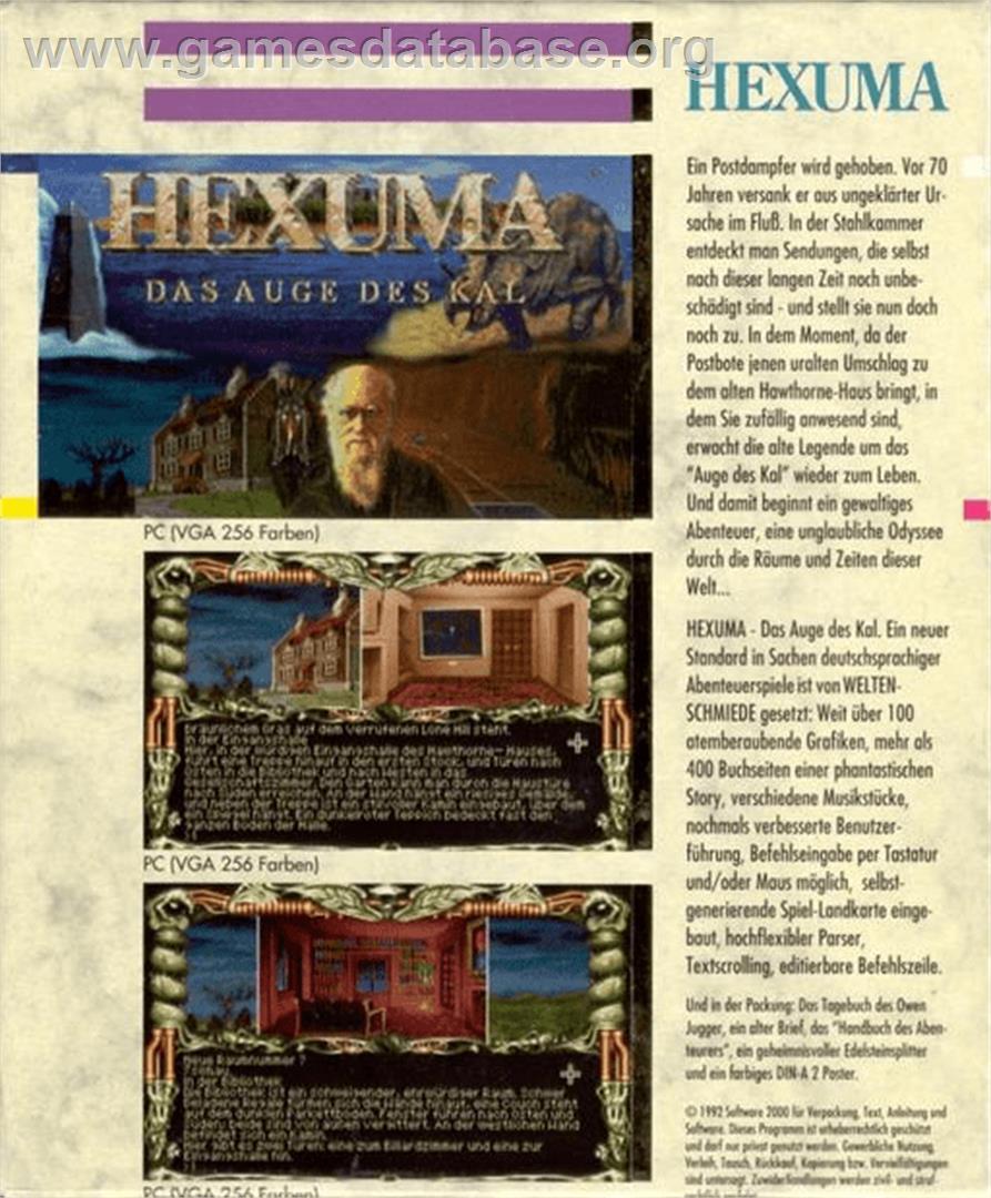 Hexuma: Das Auge des Kal - Commodore Amiga - Artwork - Box Back
