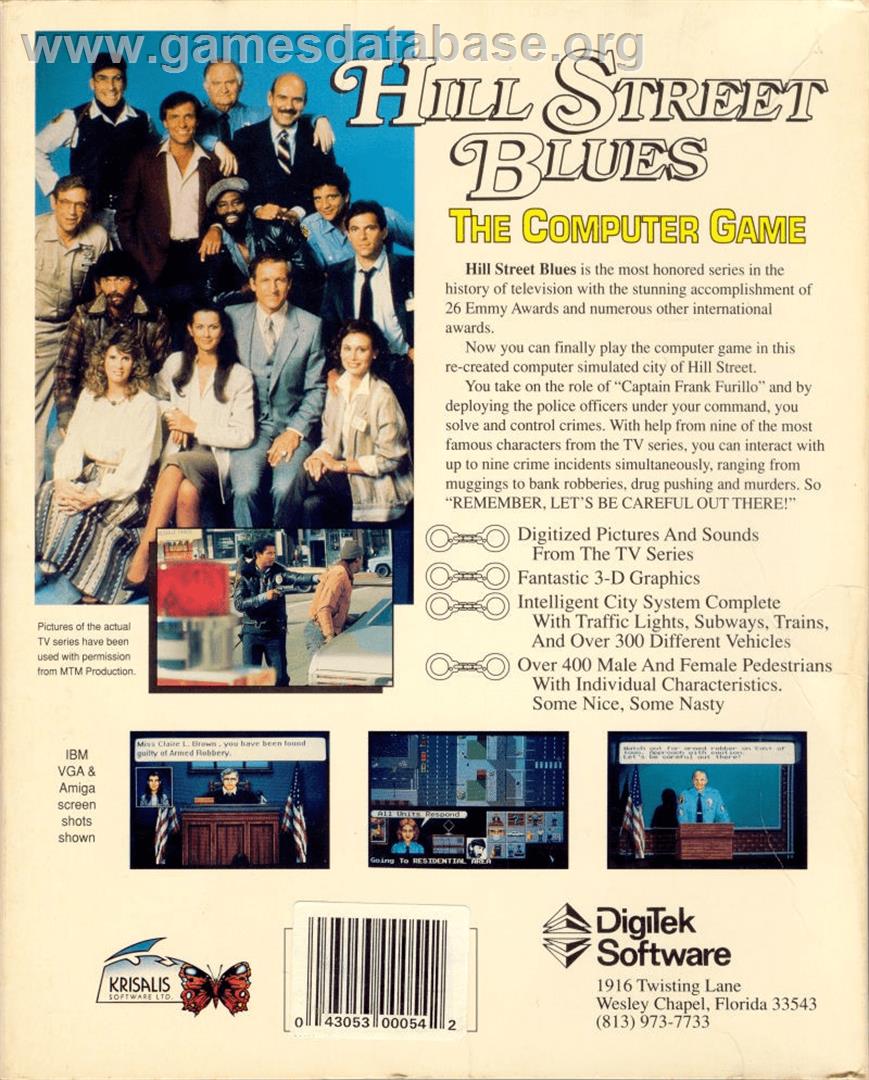 Hill Street Blues - Commodore Amiga - Artwork - Box Back