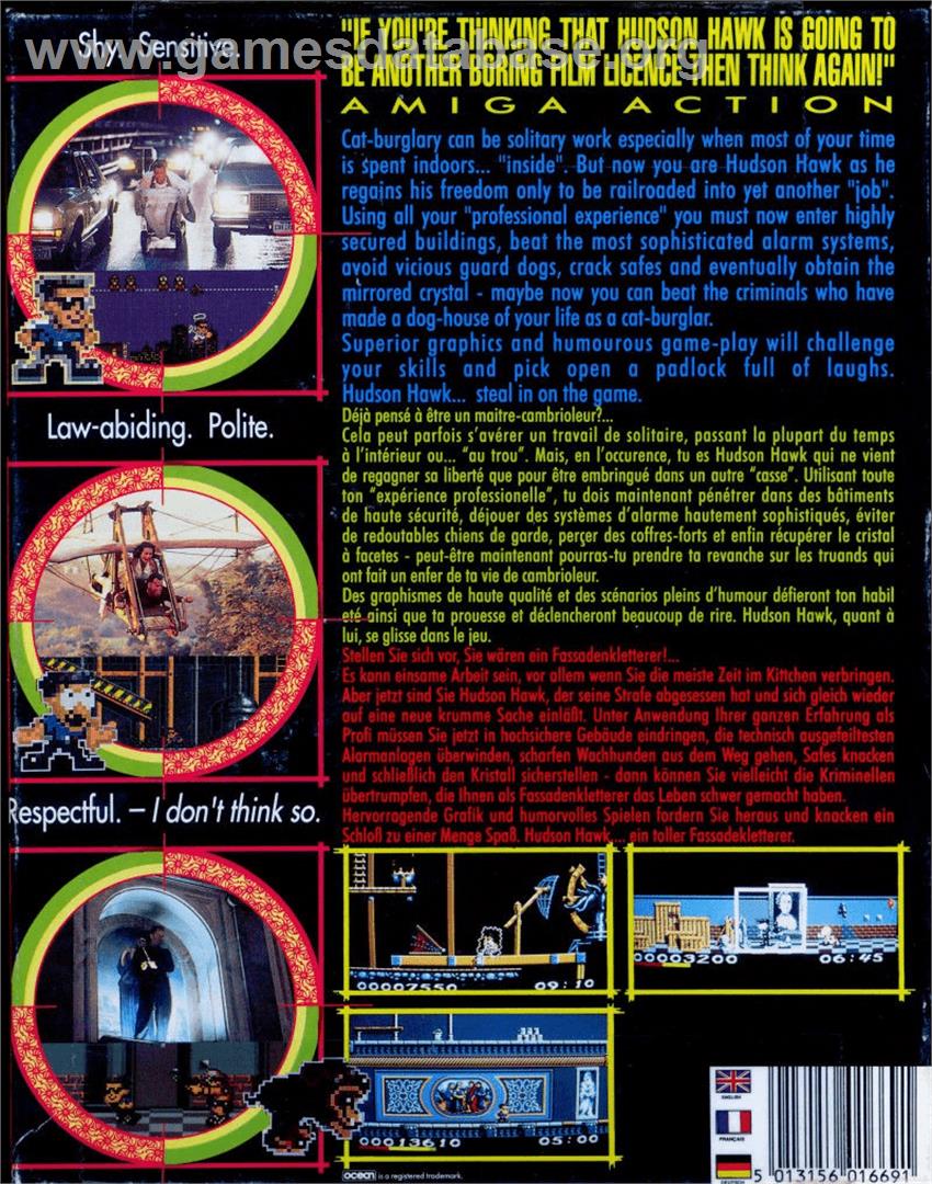 Hudson Hawk - Commodore Amiga - Artwork - Box Back