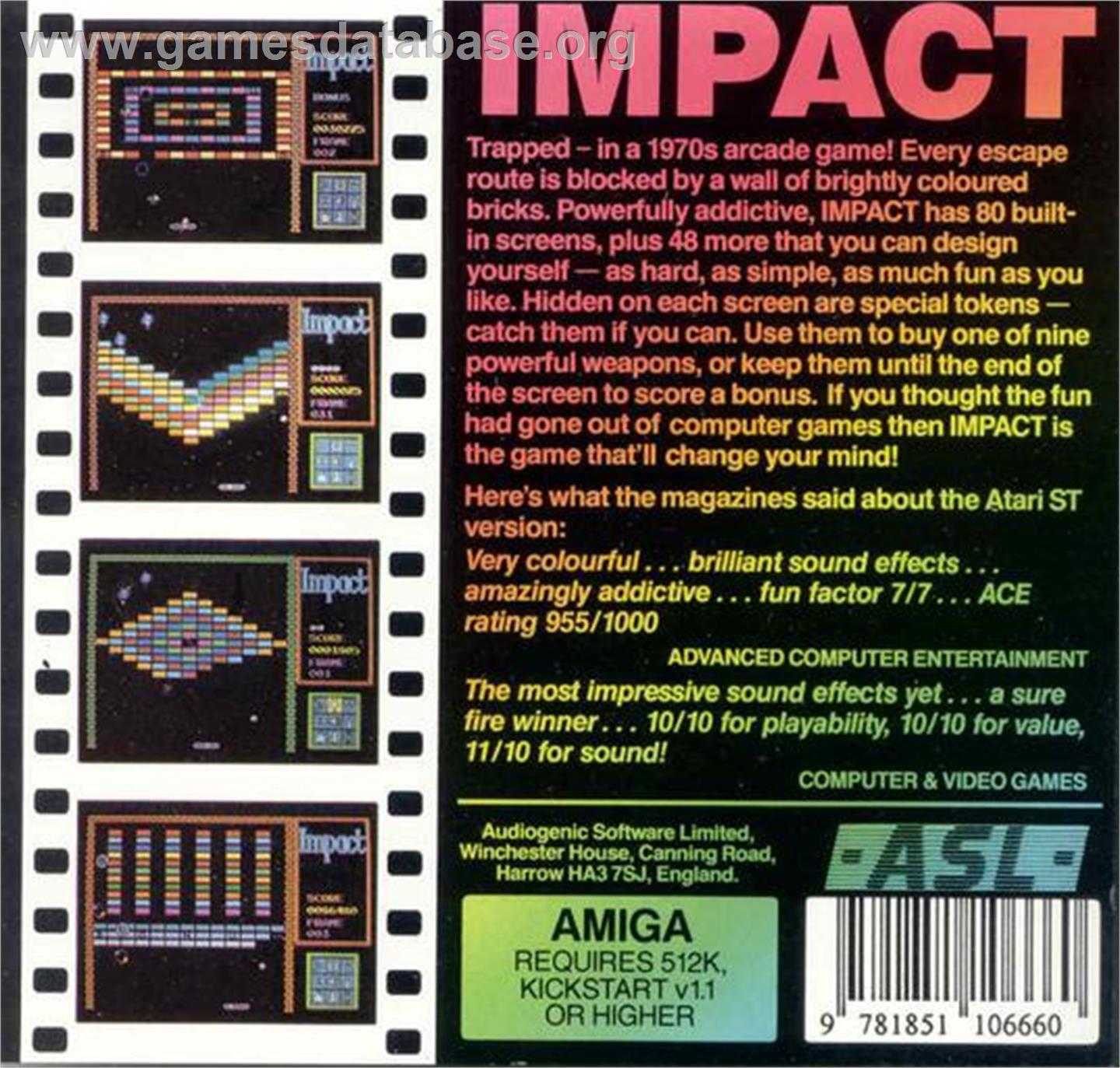 Impact - Commodore Amiga - Artwork - Box Back