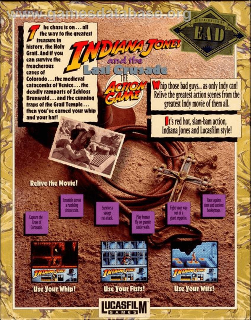 Indiana Jones and the Last Crusade: The Action Game - Commodore Amiga - Artwork - Box Back