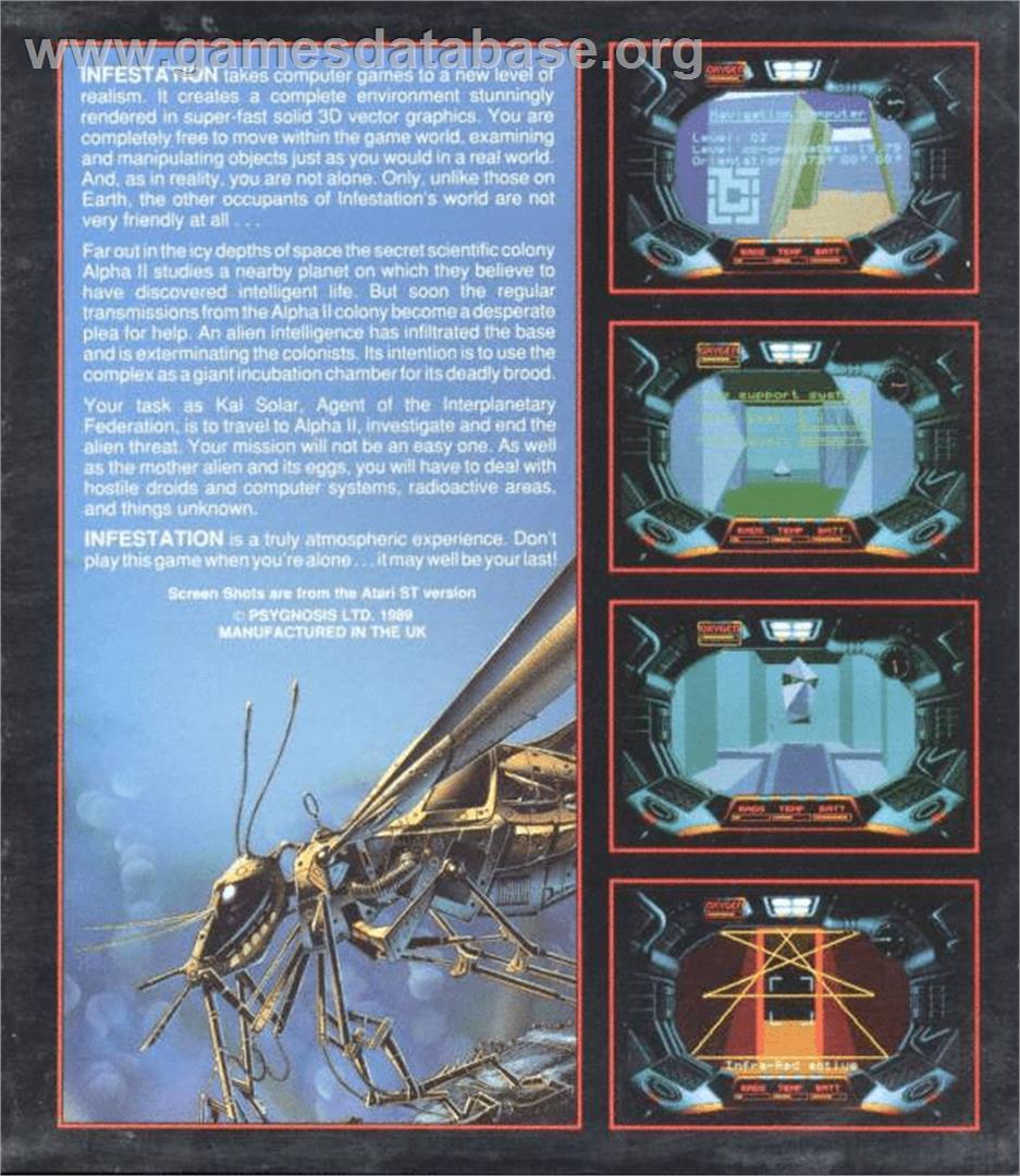 Infestation - Commodore Amiga - Artwork - Box Back