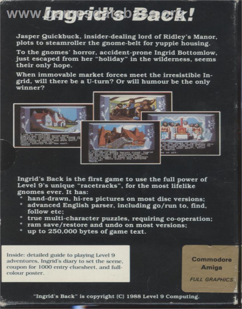 Ingrid's Back! - Commodore Amiga - Artwork - Box Back