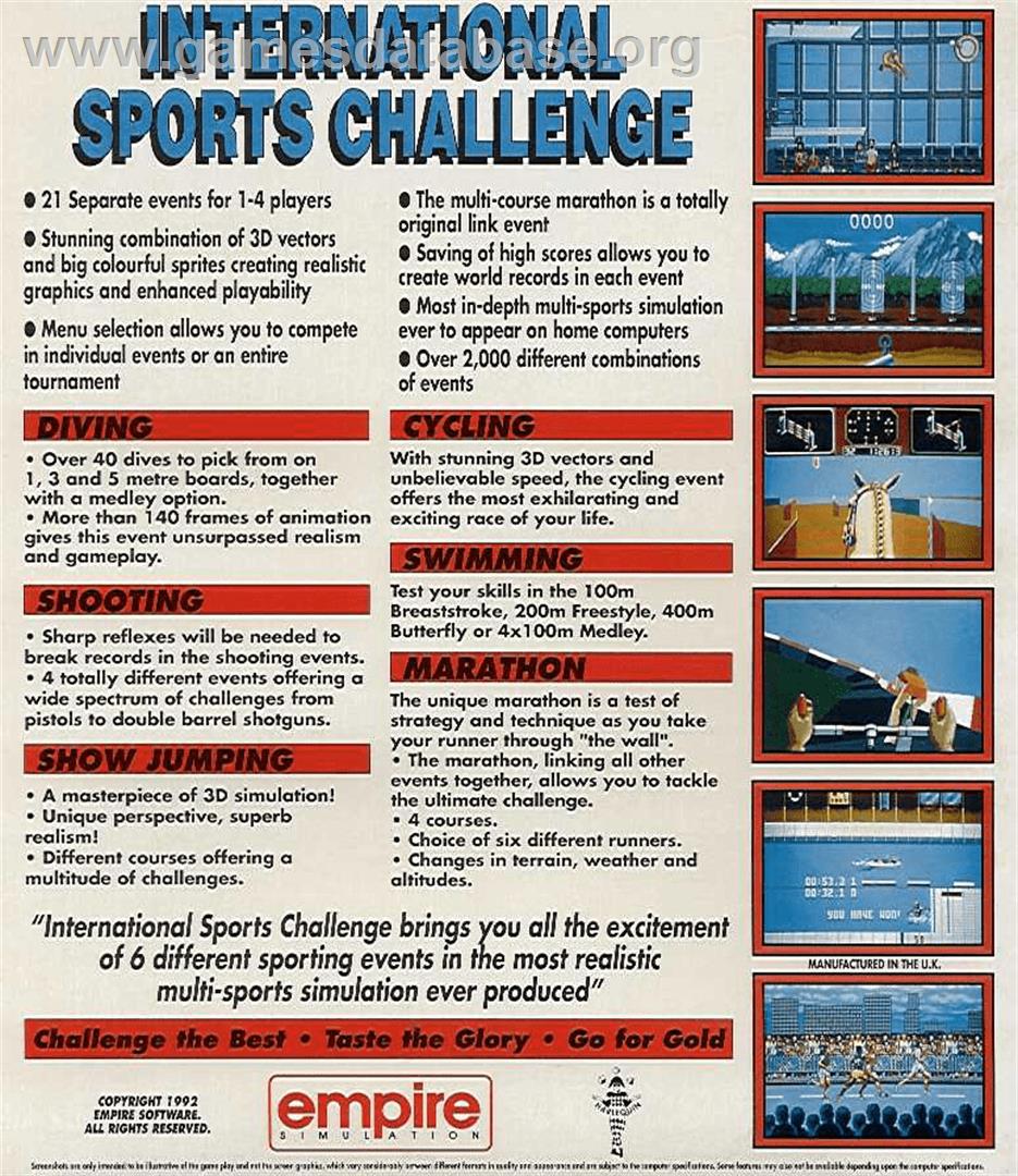 International Sports Challenge - Commodore Amiga - Artwork - Box Back