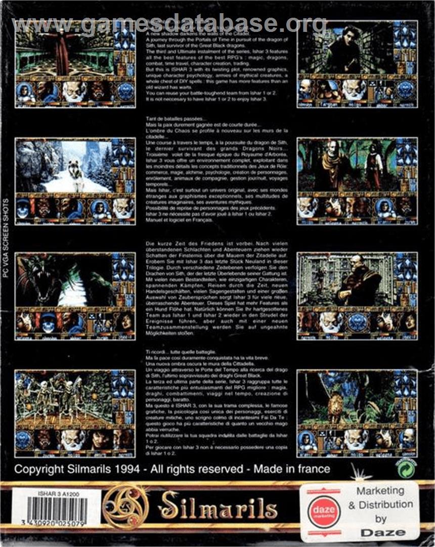 Ishar 3: The Seven Gates of Infinity - Commodore Amiga - Artwork - Box Back