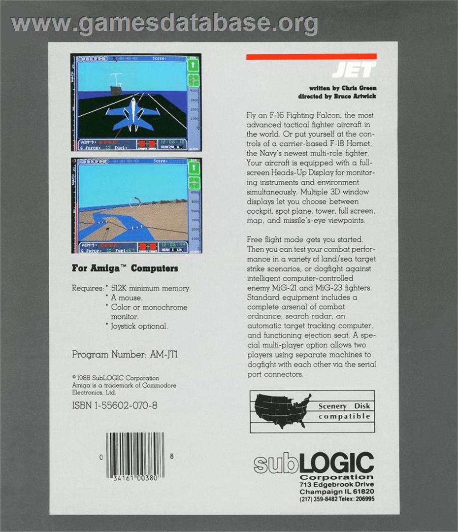 Jet - Commodore Amiga - Artwork - Box Back