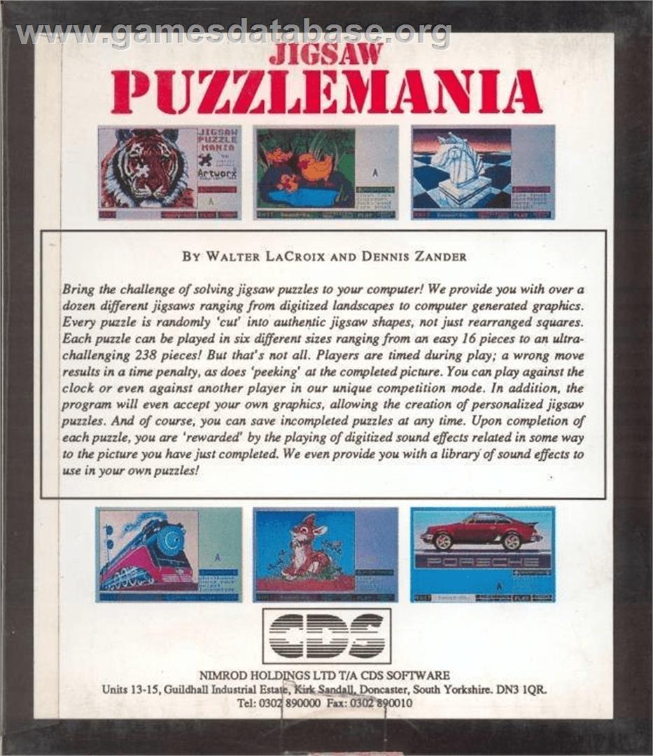 Jigsaw Puzzlemania - Commodore Amiga - Artwork - Box Back