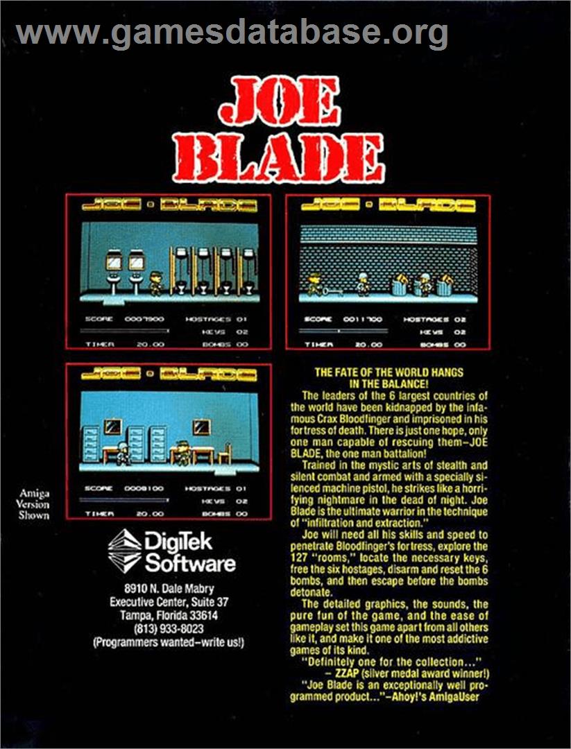 Joe Blade - Commodore Amiga - Artwork - Box Back