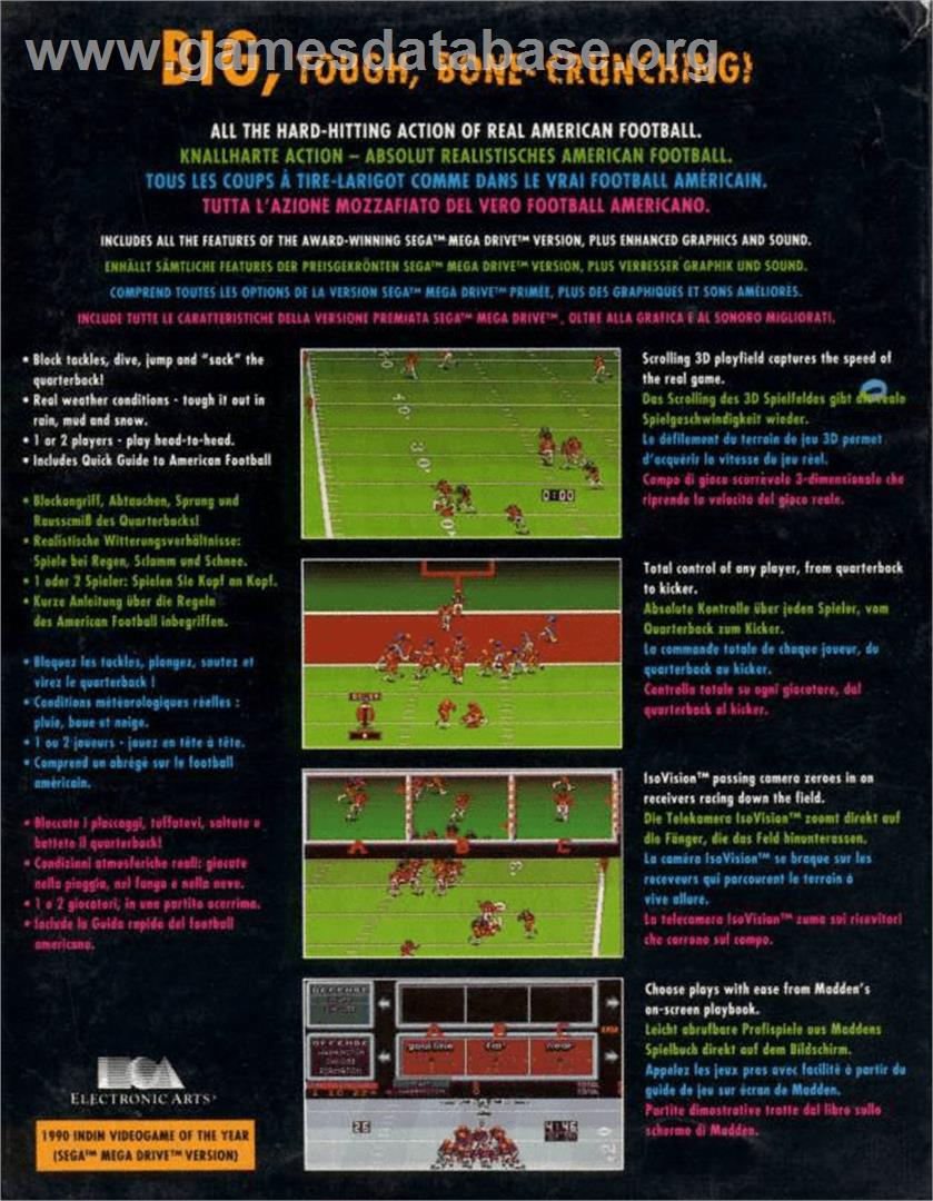 John Madden Football - Commodore Amiga - Artwork - Box Back
