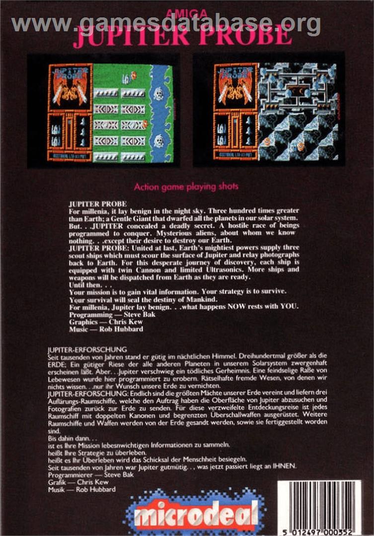 Jupiter Probe - Commodore Amiga - Artwork - Box Back