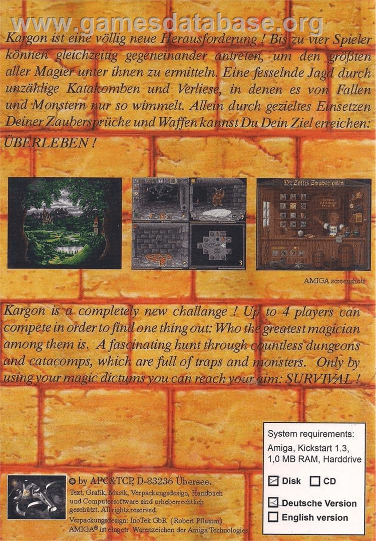 Kargon - Commodore Amiga - Artwork - Box Back
