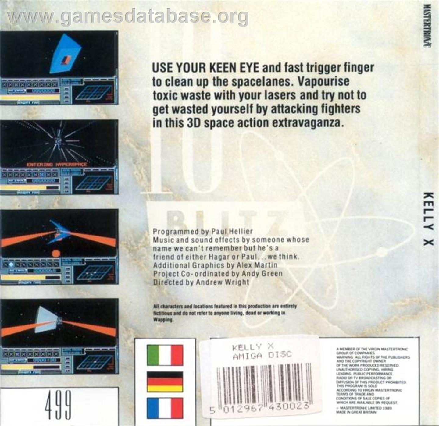 Kelly X - Commodore Amiga - Artwork - Box Back