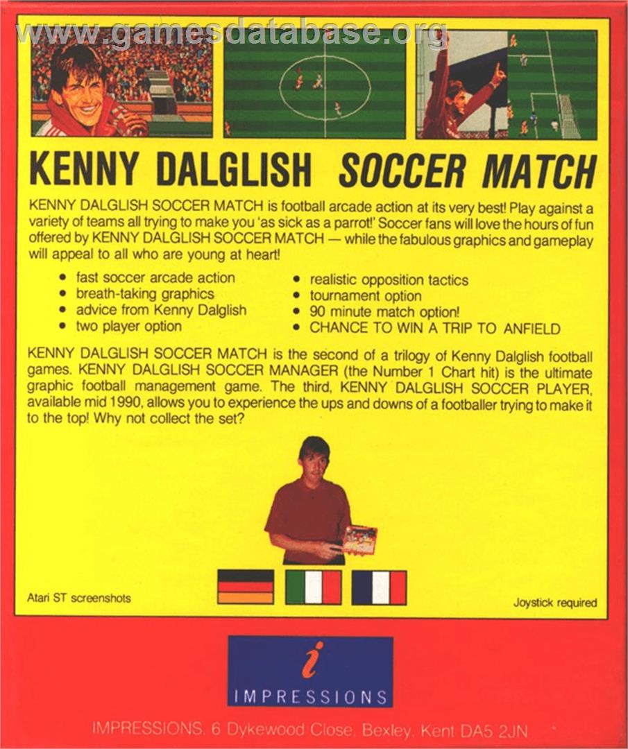 Kenny Dalglish Soccer Match - Commodore Amiga - Artwork - Box Back