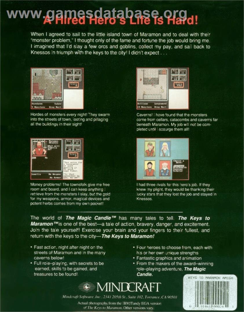 Keys to Maramon - Commodore Amiga - Artwork - Box Back