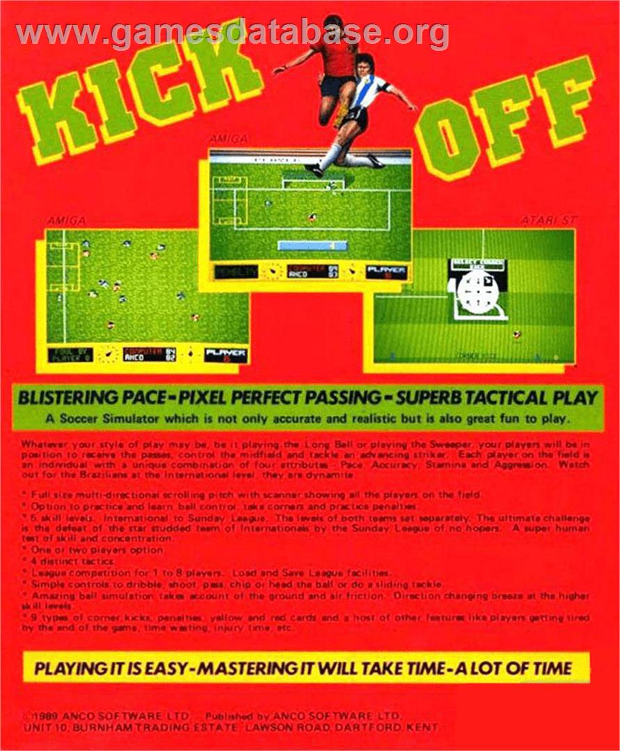 Kick Off - Commodore Amiga - Artwork - Box Back