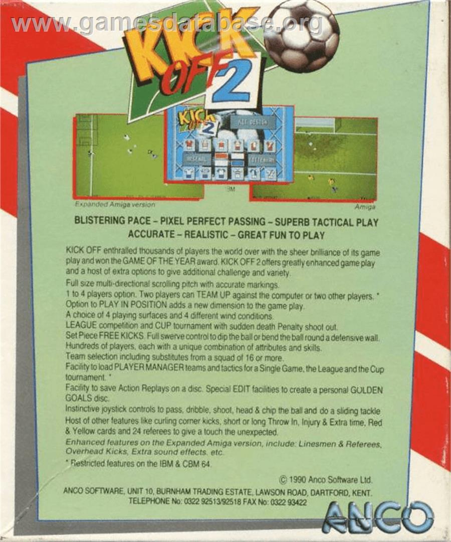 Kick Off 2: Return To Europe - Commodore Amiga - Artwork - Box Back