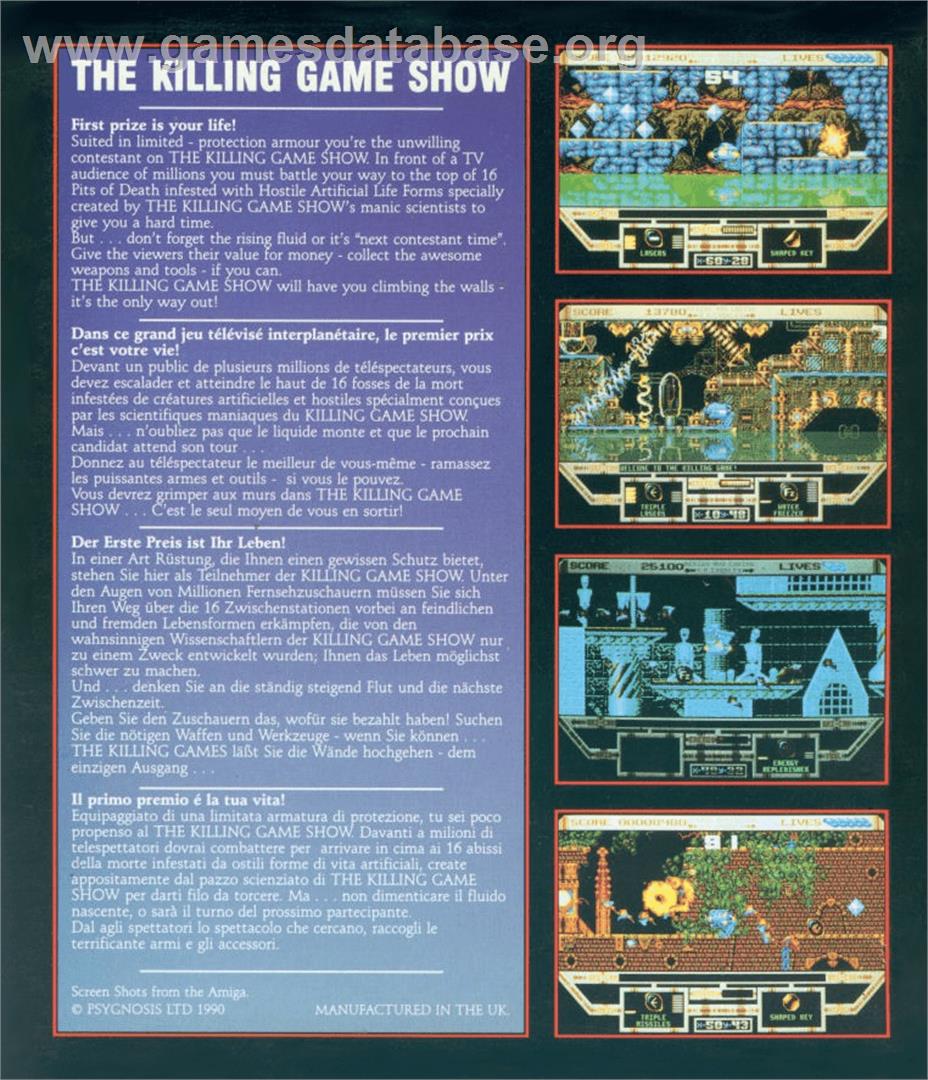 Killing Game Show - Commodore Amiga - Artwork - Box Back