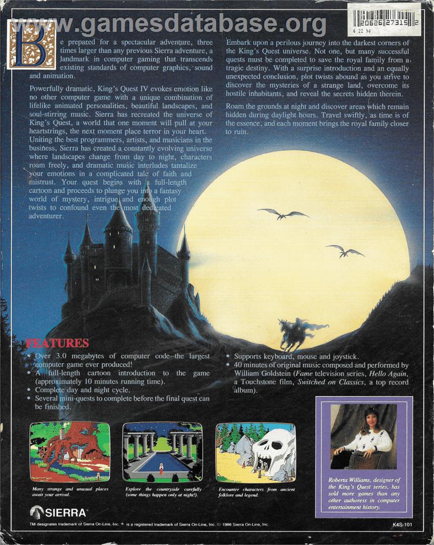 King's Quest IV: The Perils of Rosella - Commodore Amiga - Artwork - Box Back